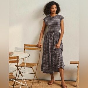Boden Easy T-Shirt Midi Dress Women’s Size 6 Navy Geometric Pattern Colorway
